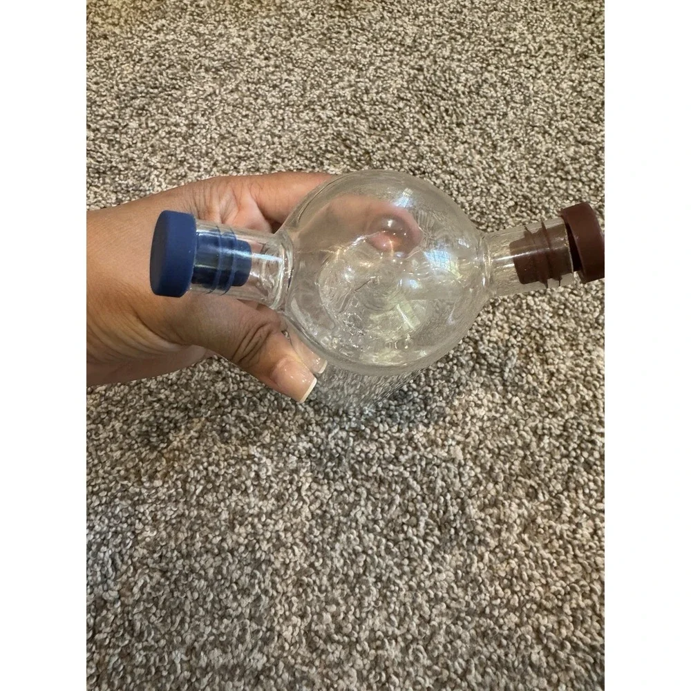 Oil & Vinegar Duet Mouth‎ Blown Clear Glass Bottle Carafe Grapes